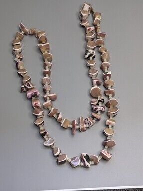 Stone Bead Necklace Purple Cream Maroon Natural Statement Twenty Nine Inch Boho